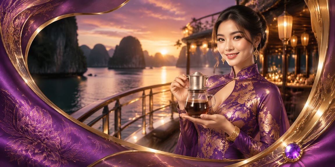 Người chơi cá cược casino và thể thao tại vịnh Hạ Long với trang phục áo dài truyền thống